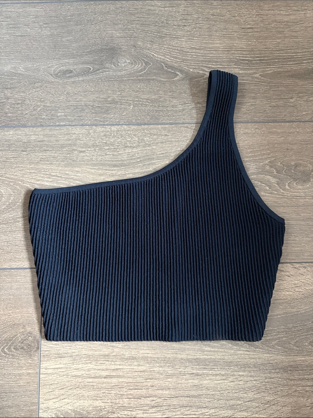 Aritzia Babaton Sculpt Knit One Shoulder Cropped Tank | Navy